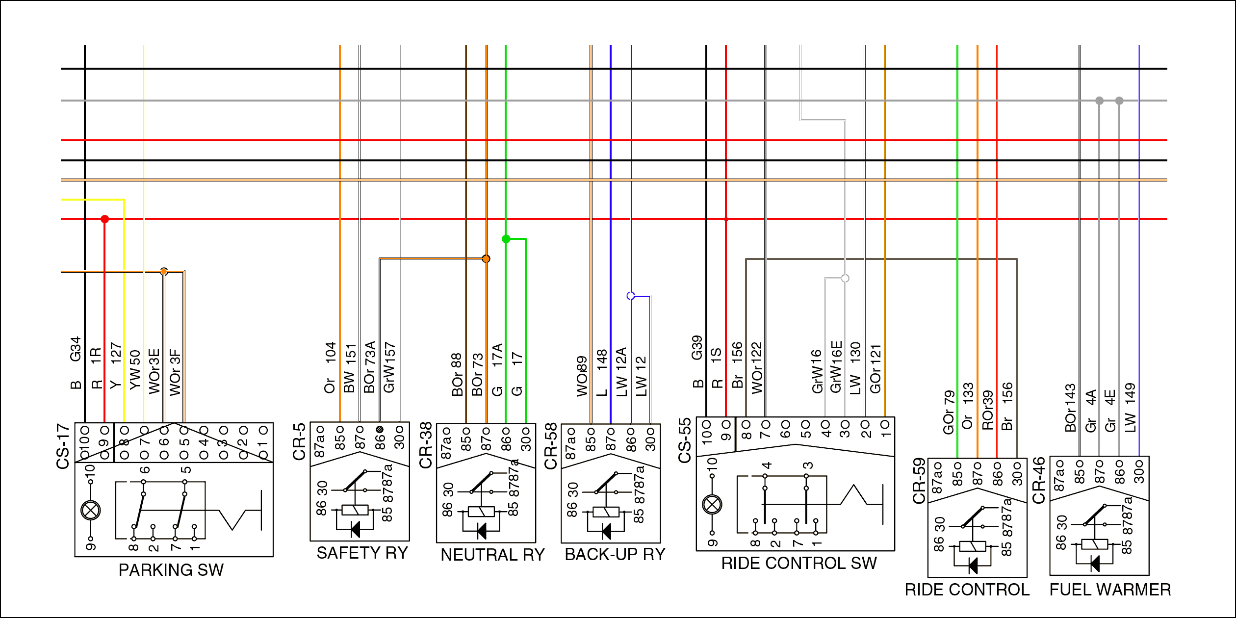 نقشه الکتریکی بصورت رنگی از بیل مکانیکی هیوندا 210 خط 9