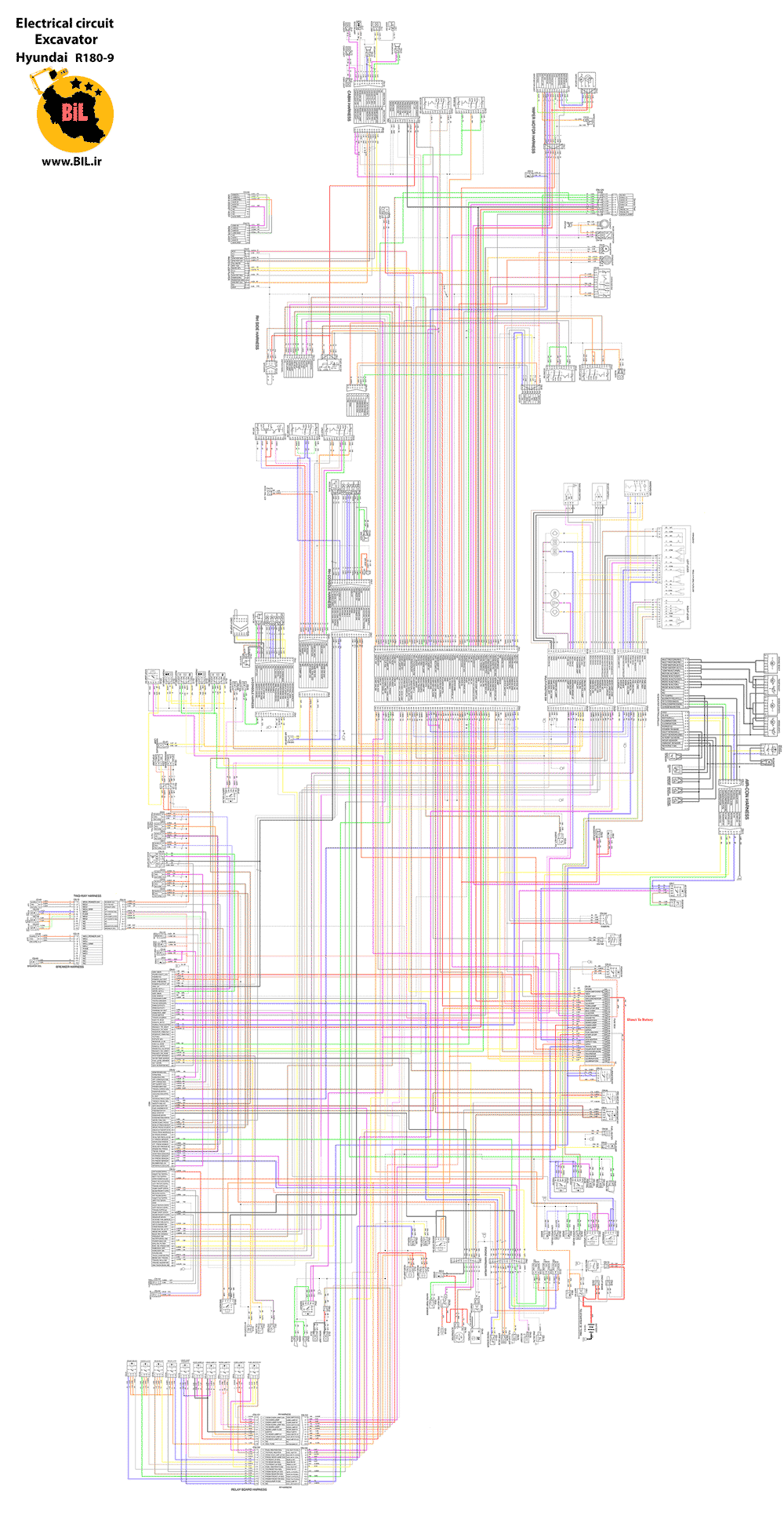 نقشه رنگی برق بیل مکانیکی هیوندای R180W-9S